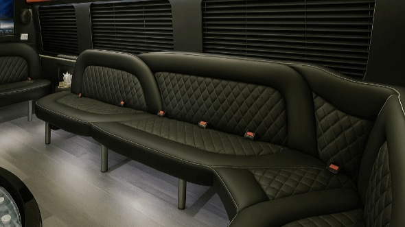 Interior of Charter Bus Company Garland's 15 Passenger Party Bus in Garland