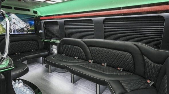 Interior of Charter Bus Company Allen's 18 Passenger Party Bus in Allen