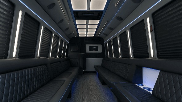 Interior of Charter Bus Company Allen's 20 Passenger Party Bus in Allen