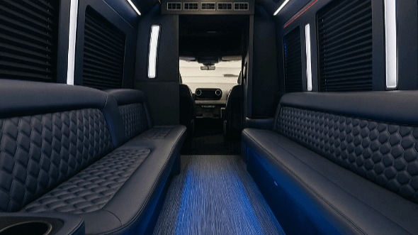 Interior of Charter Bus Company Arlington's 20 Passenger Party Bus in Arlington