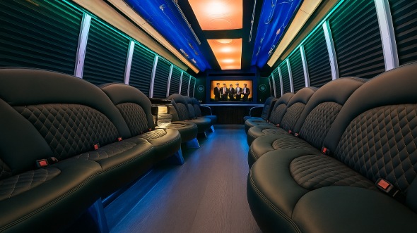 Interior of Charter Bus Company Dallas's 25 Passenger Party Bus in Dallas