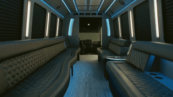 Interior of Charter Bus Company Garland's 25 Passenger Party Bus in Garland