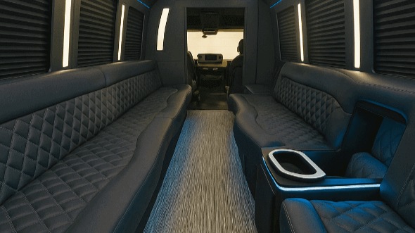 Interior of Charter Bus Company Plano's 25 Passenger Party Bus in Plano