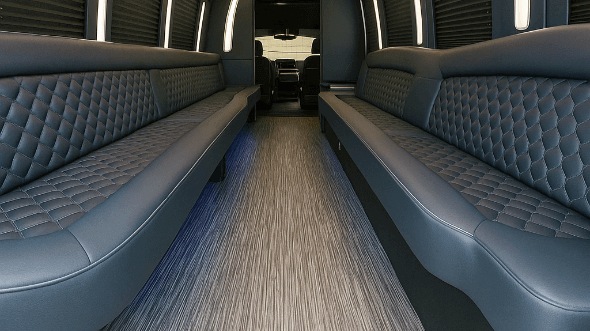 Interior of Charter Bus Company Allen's 28 Passenger Party Bus in Allen