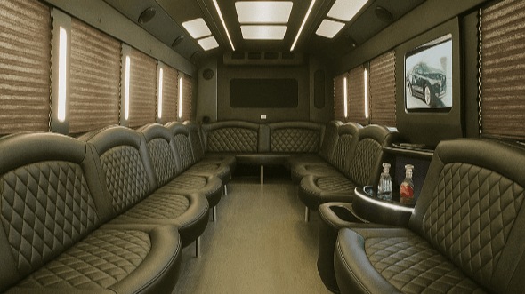 Interior of Charter Bus Company Carrollton's 30 Passenger Party Bus in Carrollton