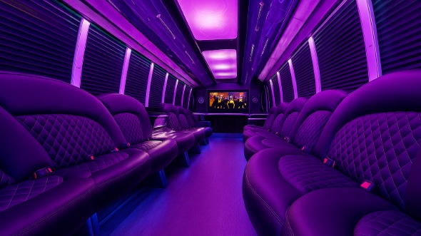 Interior of Charter Bus Company Dallas's 30 Passenger Party Bus in Dallas