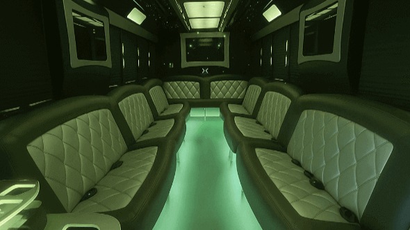 Interior of Charter Bus Company McKinney's 30 Passenger Party Bus in McKinney