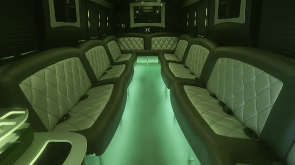 Interior of Charter Bus Company Garland's 40 Passenger Party Bus in Garland