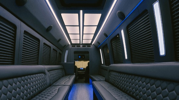Interior of Charter Bus Company McKinney's 50 Passenger Party Bus in McKinney